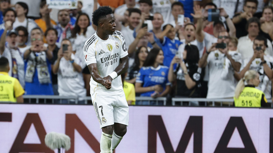 Vinicius celebra su gol durante el Real Madrid-Mallorca
