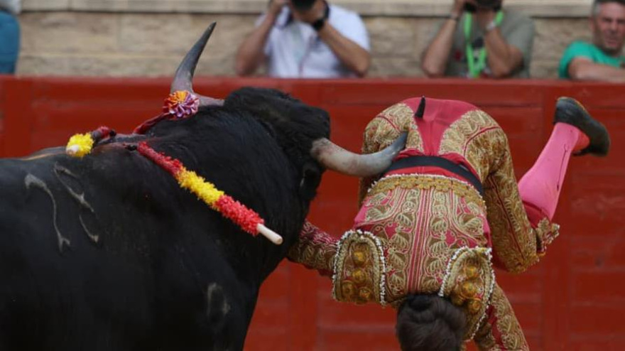 Momento de la cornada sufrida por Joao D'Alva en Villaseca