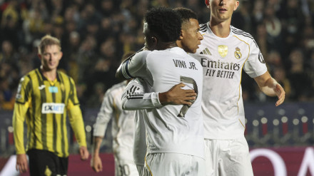 Mbappé celebra su gol en Champions, en el Kairat Almaty - Real Madrid
