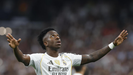 Vinicius celebra el 1-0 del Real Madrid contra el Villarreal
