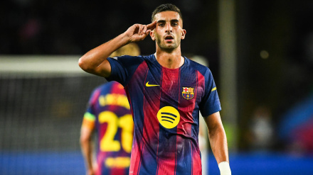 Ferran Torres, celebrando un gol con la camiseta del Barça
