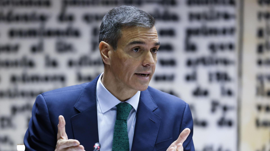 El presidente del Gobierno, Pedro Sánchez, durante su comparecencia ante la comisión de investigación del caso Koldo