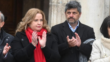 Cristina Ayala y Marcelo Figoli, en la Plaza Mayor de Burgos