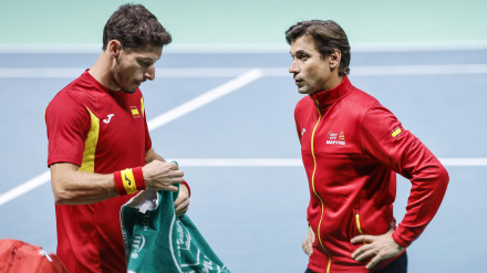 Pablo Carreño junto a Ferrer, en la final de la Copa Davis