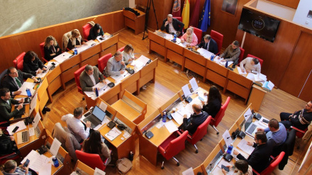 Vista del salón de plenos del Ayuntamiento de Lorca desde el palco de ciudadanos