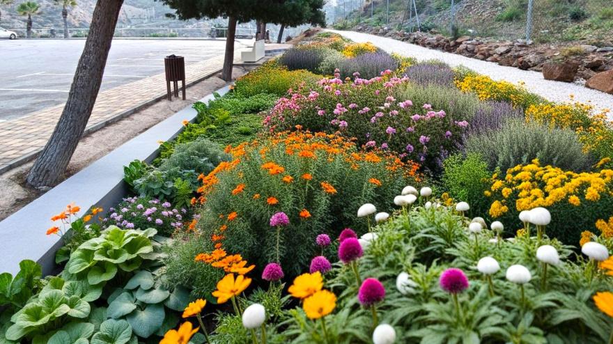 Jardines en los accesos a Cala Cortina