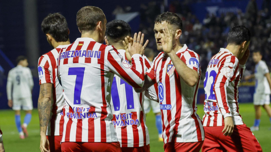 El Atlético de Madrid celebra el gol de Griezmann