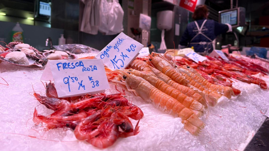 Gambas puesto mercado central