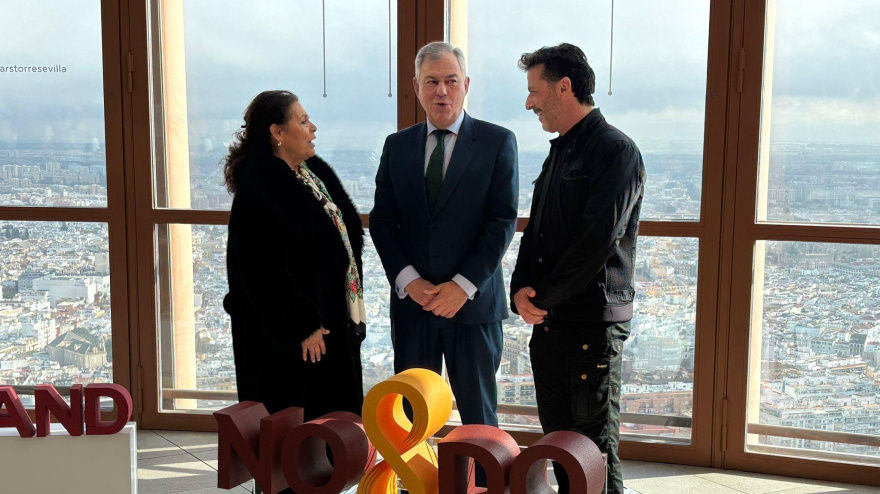 Presentación del cartel de la bienal; obra de Emilio Morenatti