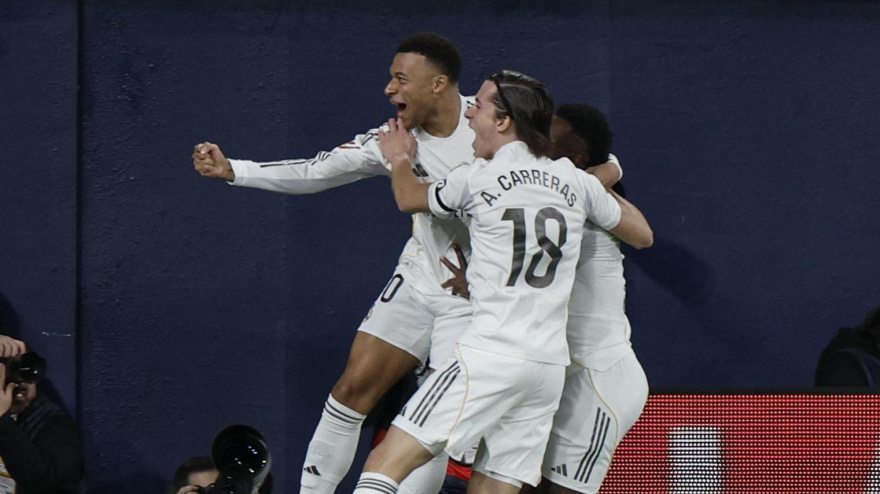 Mbappé celebra el 0-1 del Real Madrid contra el Villarreal