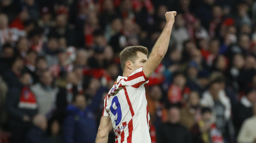 Alexander Sorloth celebra el 1-0 del Atlético contra el Bodo/Glimt
