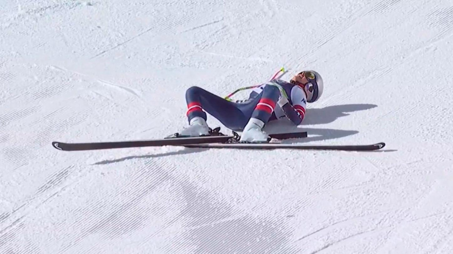 La leyenda estadounidense acabó su participación con una fuerte caída en el descenso.