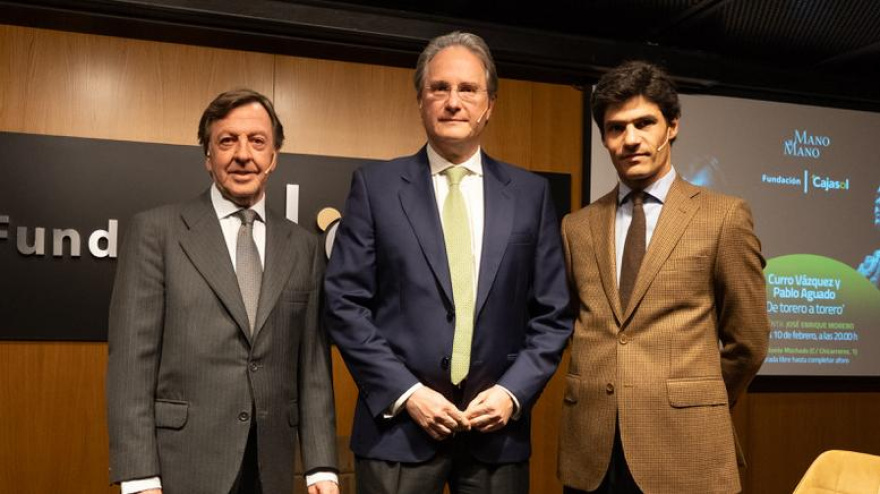 Curro Vázquez, el periodista José Enrique Moreno y Pablo Aguado