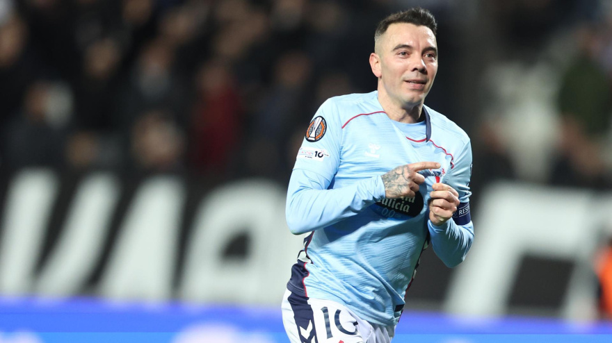 Iago Aspas celebra el 0-1 del Celta contra el PAOK