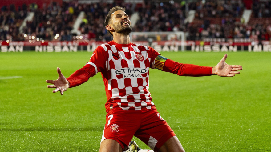 Stuani (Girona FC) celebrates after scoring during La Liga football match between Girona FC and RCD Mallorca, at Montilivi Stadium on May 5, 2025 in Girona, Spain. Foto: Siu Wu