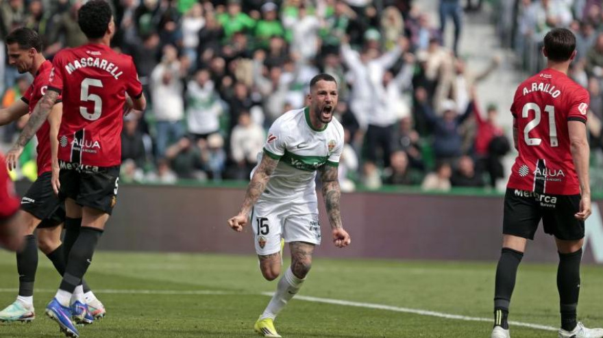 Tete Morente celebra el gol ante el Mallorca
