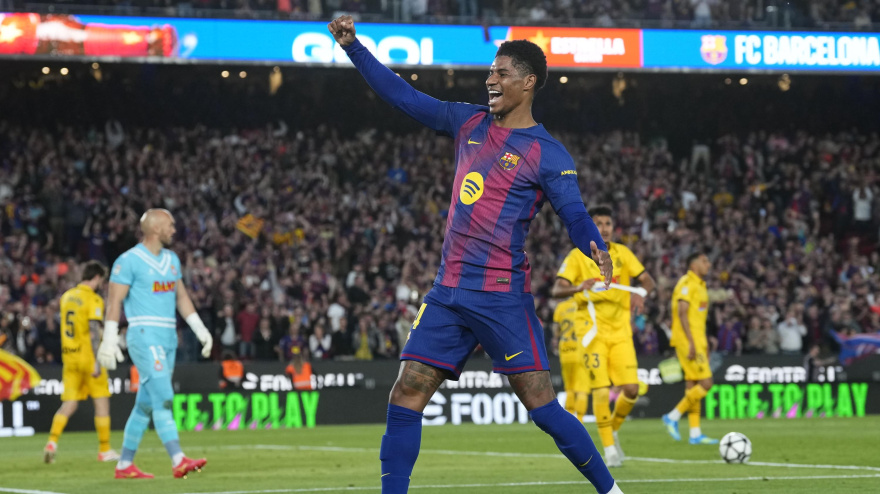 Marcus Rashford celebrando el gol ante el Espanyol