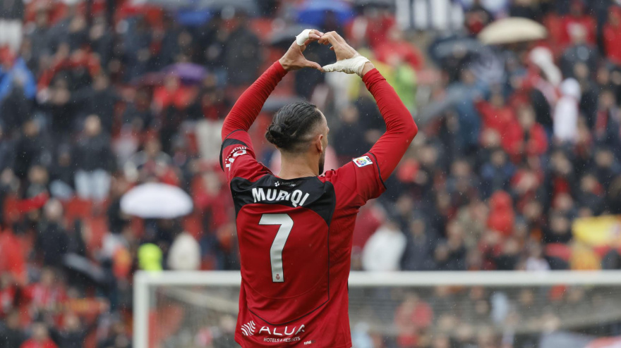 Muriqi celebra el 1-0 del Mallorca contra el Rayo Vallecano