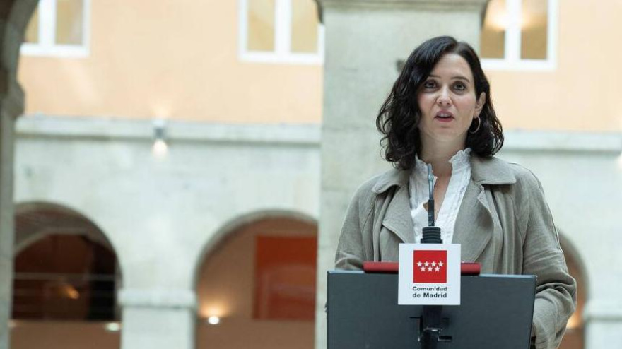 2F9K36P 2F9K36P The president of the Community of Madrid, Isabel Diaz Ayuso, receives the plastic artist Antonio Lopez, at the Real Casa de Correos, Madrid.