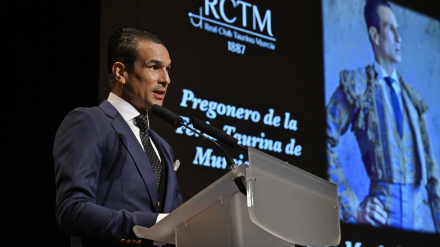 José María Manzanares durante el Pregón Taurino de la Feria de Murcia 2024