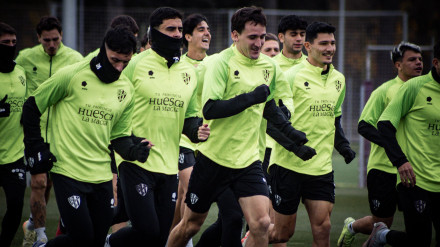 Sesión de entrenamiento del Huesca