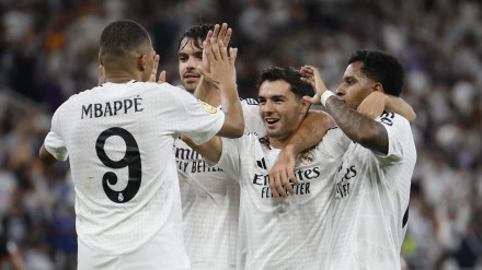 El Real Madrid celebra el gol de Rodrygo en el Real Madrid - Mallorca