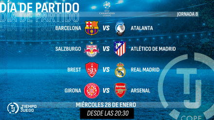 Encuentros de los equipos españoles de la última jornada de la Champions League