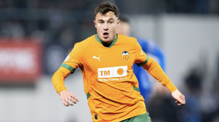 Germán Valera, en uno de sus partidos con el Valencia CF