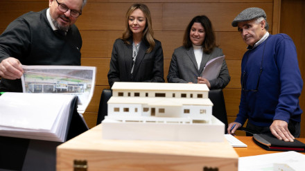 El arquitecto Felipe Picos, Fabiola García, Begoña Abeijón y Félix Pena