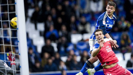 Masca anotando el 2-0 anulado en el playoff ante el Espanyol