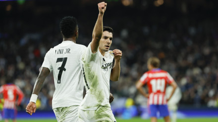 Brahim celebra el gol en el Real Madrid 2 - Atlético de Madrid 1