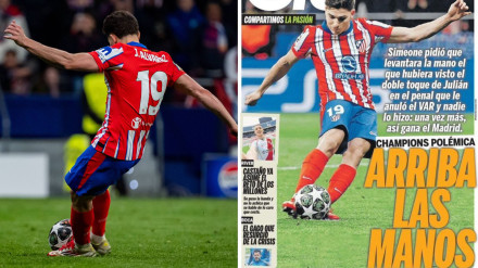 Julián Álvarez, en el momento del lanzamiento del polémico penalti.