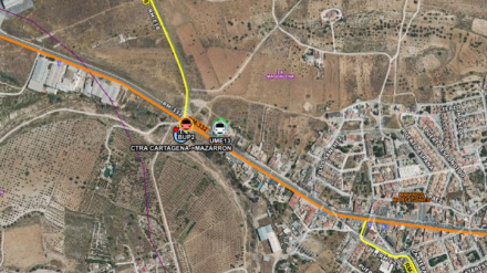 Mapa de la zona del accidente en la carretera de Cartagena a Mazarrón