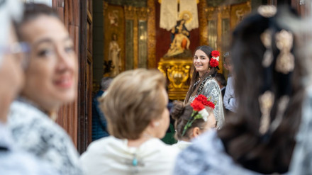 Un detalle de la ofrenda floral en una edición anterior