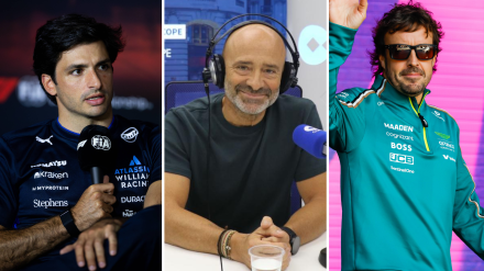 Antonio Lobato con Fernando Alonso y Carlos Sainz