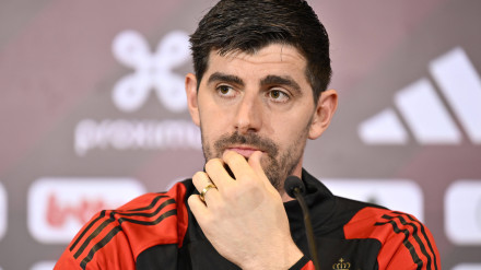 Thibaut Courtois, en rueda de prensa con su selección