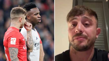 Pablo Maffeo y una acción en un partido con Vinicius