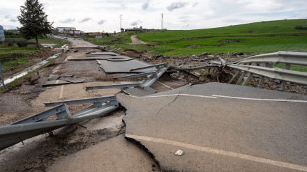 Carretera afectada por las borrascas en Extrmadura