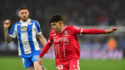 El Jebari, autor del segundo gol albinegro, en Riazor