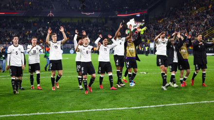 La selección alemana celebra su pase a la final four