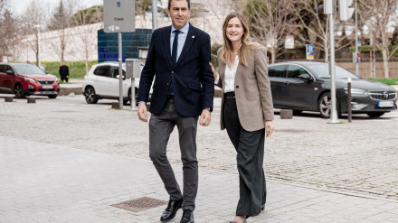 La ministra para la Transición Ecológica, Sara Aagesen, y el presidente de la Confederación Hidrográfica del Tajo, Antonio Yáñez