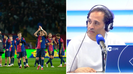 Los jugadores del FC Barcelona y David Sänchez