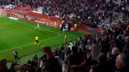 Imagen de la celebración del Albacete ante el Mirandés