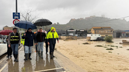 El presidente López Miras y el alcalde Gil durante el episodio de lluvias de marzo