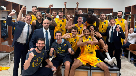 La imagen de felicidad en el vestuario del Dreamland Gran Canaria tras meterse en la final de la Eurocup