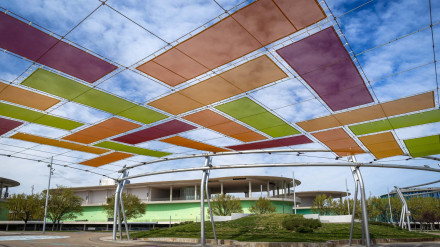 Así han quedado los nuevos toldos del recinto de la Expo de Zaragoza.