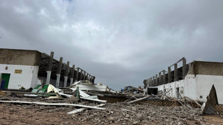 Imagen del estado en el que ha quedado la nave de Coria derrumbada este viernes