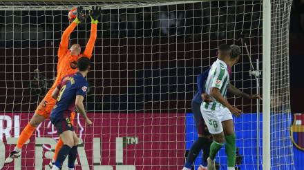 Momento del gol de Nathan, en el Barcelona - Betis