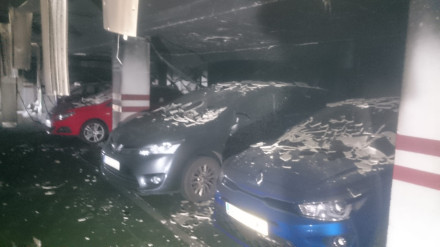 Estado del garaje tras el incendio