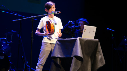 Gael Ares, de Fene, durante su interpretación este domingo en el Teatro Colón de A Coruña